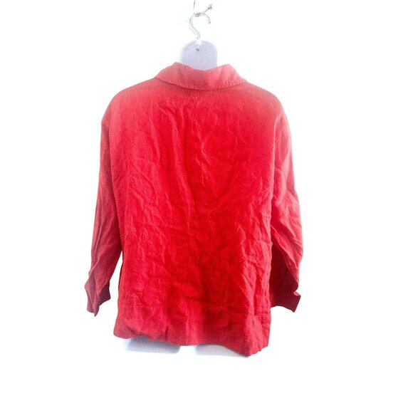 Red Flax 100% Linen Button Down Jacket Size large - Picture 3 of 6